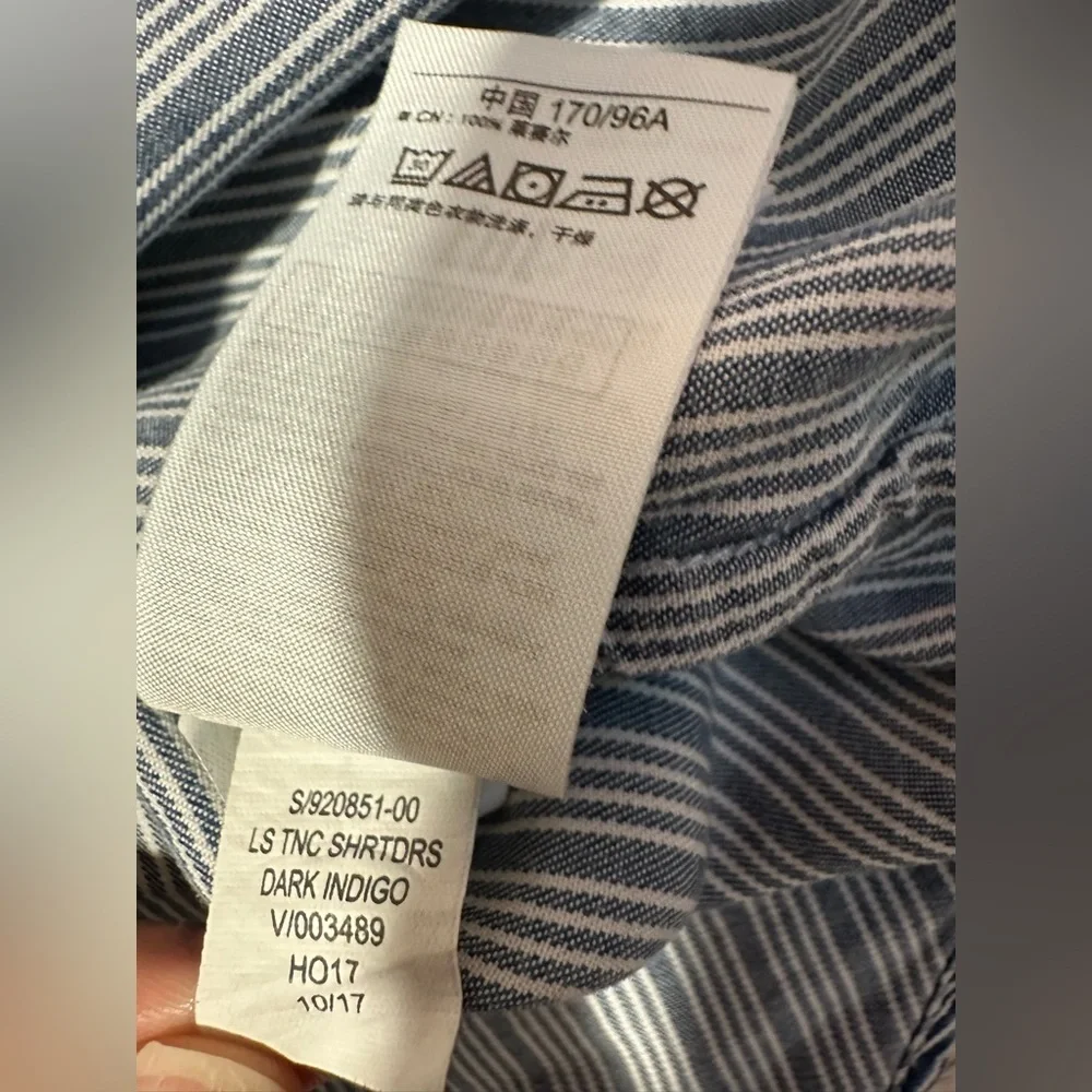 GAP pinstripe long-sleeve button-down shirt dress - Picture 10 of 11